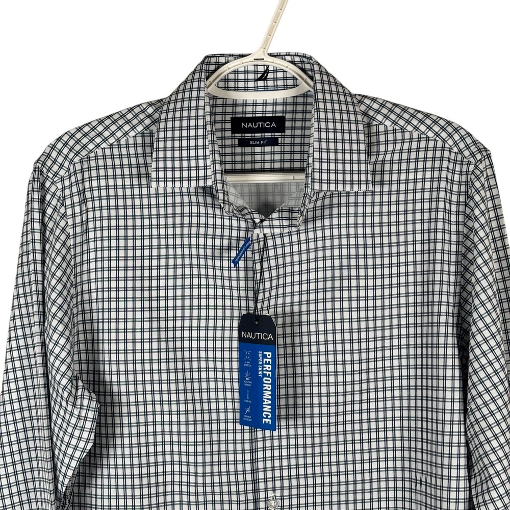 NEW Nautica Performance Super Shirt Slim Fit Button Up Mens M 15-15.5 32/33‎